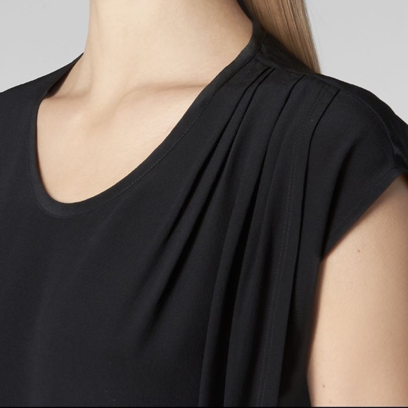 All Saints Silk Women's Size 4 Pleated Draped Black Anson Nui Dress Whimsigoth - Picture 2 of 8